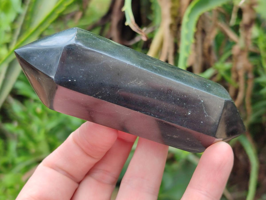 Polished Double Terminated Black Basalt Crystal Points x 12 From Madagascar - Toprock Gemstones and Minerals 