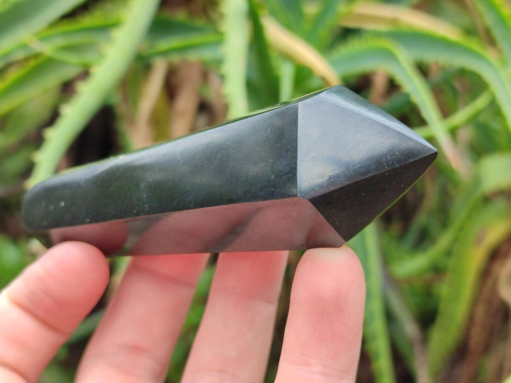 Polished Double Terminated Black Basalt Crystal Points x 12 From Madagascar - Toprock Gemstones and Minerals 