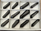 Polished Double Terminated Black Basalt Crystal Points x 12 From Madagascar - Toprock Gemstones and Minerals 