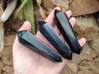 Polished Double Terminated Black Basalt Crystal Points x 12 From Madagascar - Toprock Gemstones and Minerals 