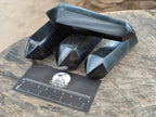 Polished Double Terminated Black Basalt Crystal Points x 12 From Madagascar - Toprock Gemstones and Minerals 