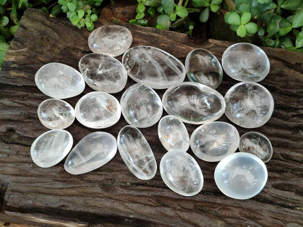 Polished Girasol Pearl Quartz Palm Stones x 24 From Ambatondrazaka, Madagascar - Toprock Gemstones and Minerals 