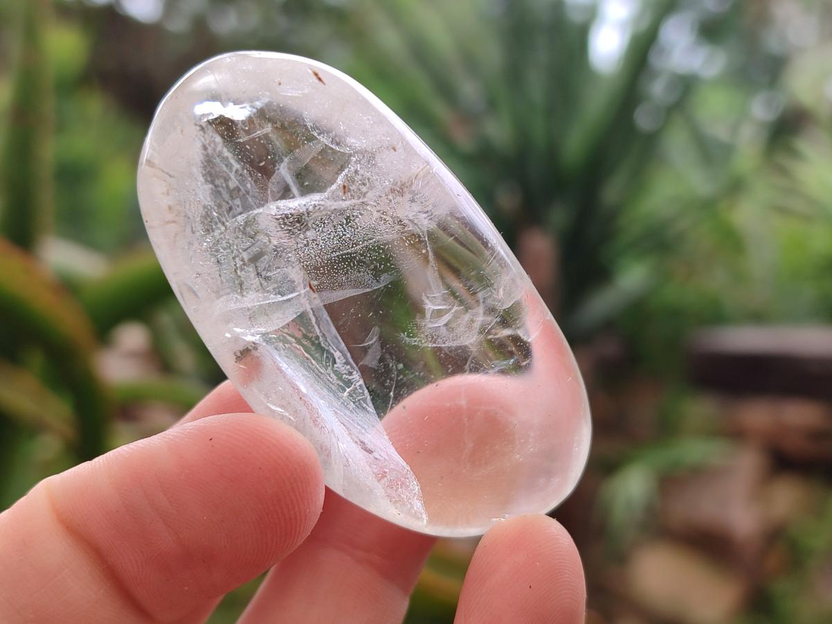 Polished Girasol Pearl Quartz Palm Stones x 24 From Ambatondrazaka, Madagascar - Toprock Gemstones and Minerals 