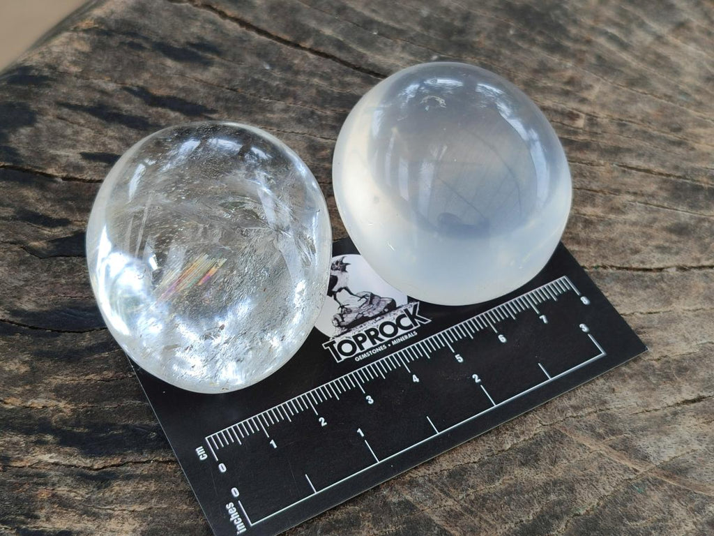 Polished Girasol Pearl Quartz Palm Stones x 24 From Ambatondrazaka, Madagascar - Toprock Gemstones and Minerals 