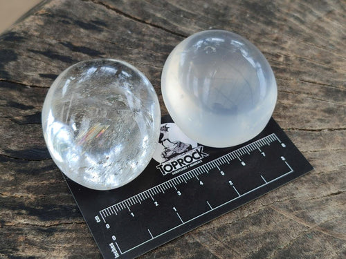 Polished Girasol Pearl Quartz Palm Stones x 24 From Ambatondrazaka, Madagascar - Toprock Gemstones and Minerals 