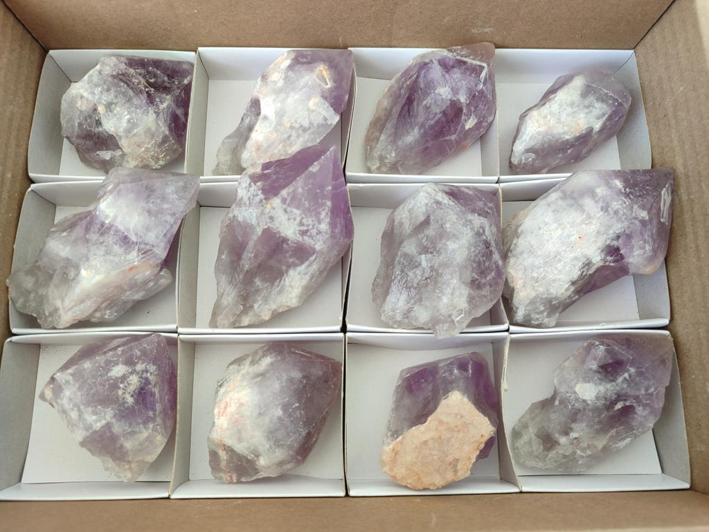 Natural Jacaranda Amethyst Single Crystals x 12 From Mumbwa, Zambia - Toprock Gemstones and Minerals 