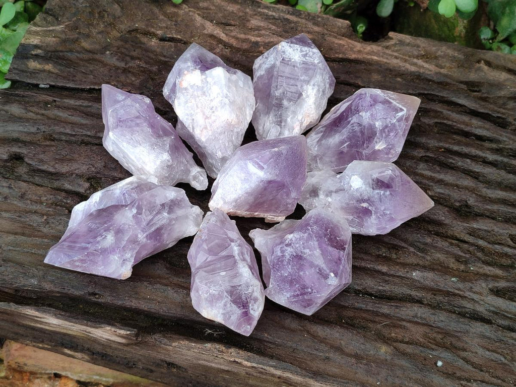Natural Jacaranda Amethyst Single Crystals x 12 From Mumbwa, Zambia - Toprock Gemstones and Minerals 