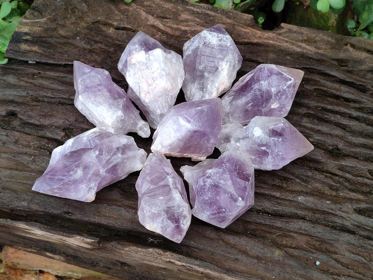Natural Jacaranda Amethyst Single Crystals x 12 From Mumbwa, Zambia - Toprock Gemstones and Minerals 