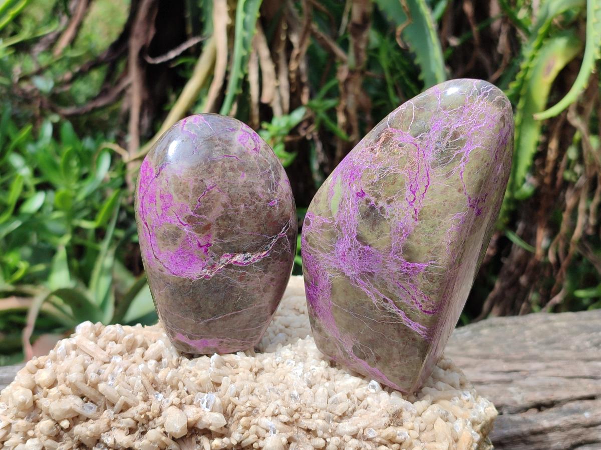 Polished Stichtite Standing Free Forms x 3 From Barberton, South Africa - Toprock Gemstones and Minerals 