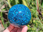 Hand Made Conglomerate Chrysocolla Spheres with Azurite and Malachite x 2 From Congo - Toprock Gemstones and Minerals 