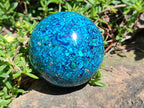 Hand Made Conglomerate Chrysocolla Spheres with Azurite and Malachite x 2 From Congo - Toprock Gemstones and Minerals 