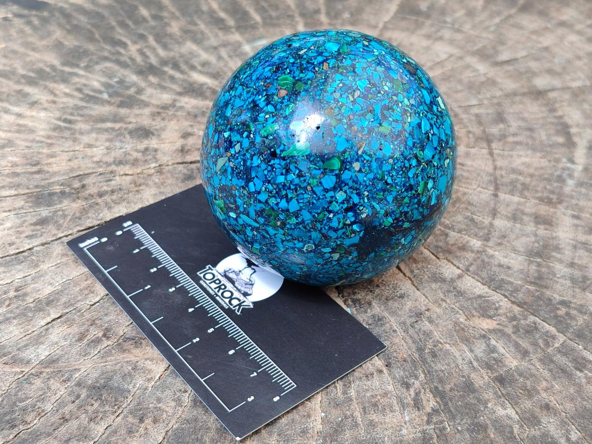 Hand Made Conglomerate Chrysocolla Spheres with Azurite and Malachite x 2 From Congo - Toprock Gemstones and Minerals 