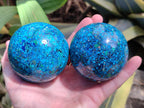 Hand Made Conglomerate Chrysocolla Spheres with Azurite and Malachite x 2 From Congo - Toprock Gemstones and Minerals 