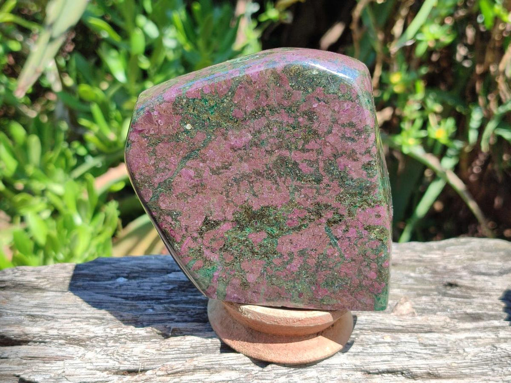 Polished Ruby Corundum In Chrome Verdite Standing Free Forms x 3 From Mutoko, Zimbabwe - Toprock Gemstones and Minerals 