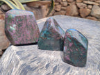 Polished Ruby Corundum In Chrome Verdite Standing Free Forms x 3 From Mutoko, Zimbabwe - Toprock Gemstones and Minerals 