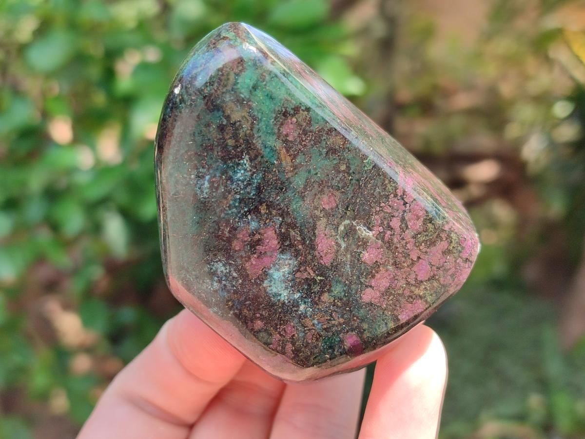 Polished Ruby Corundum In Chrome Verdite Standing Free Forms x 3 From Mutoko, Zimbabwe - Toprock Gemstones and Minerals 