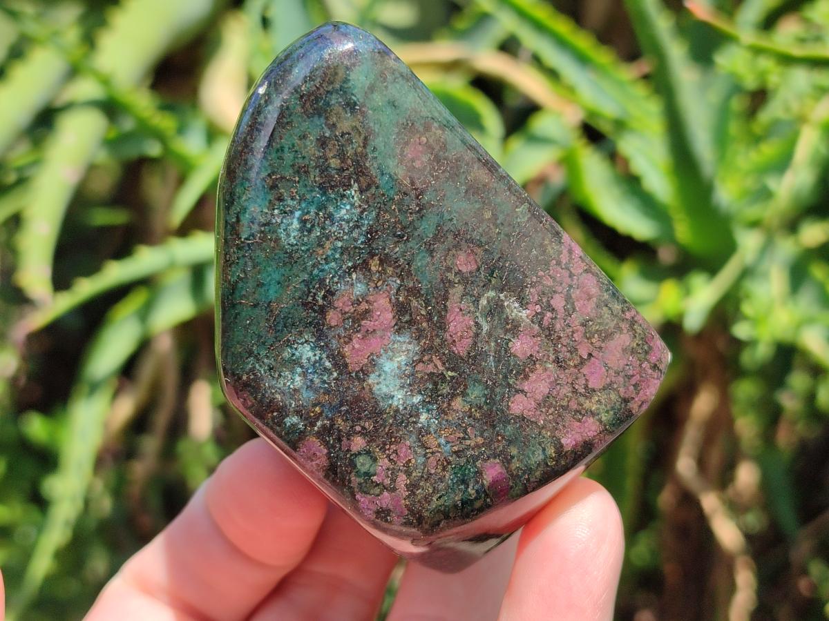 Polished Ruby Corundum In Chrome Verdite Standing Free Forms x 3 From Mutoko, Zimbabwe - Toprock Gemstones and Minerals 