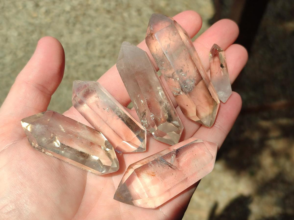 Polished Clear Smokey Quartz and Double Terminated Crystals x 18 From Madagascar - Toprock Gemstones and Minerals 