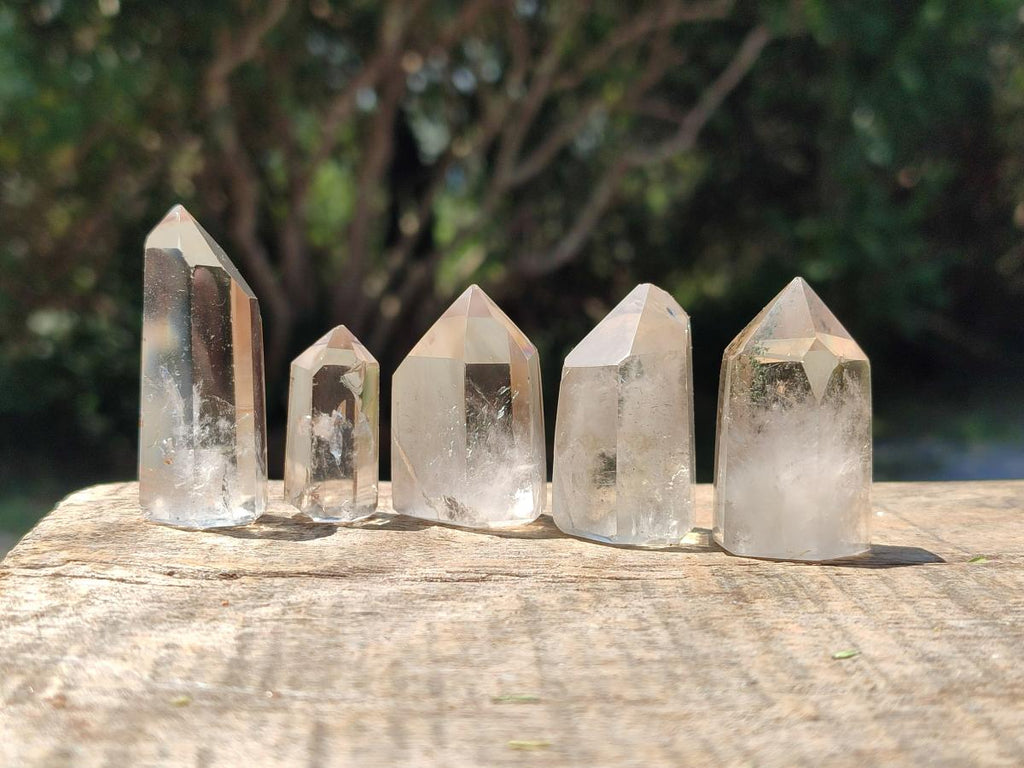 Polished Clear Smokey Quartz and Double Terminated Crystals x 18 From Madagascar - Toprock Gemstones and Minerals 
