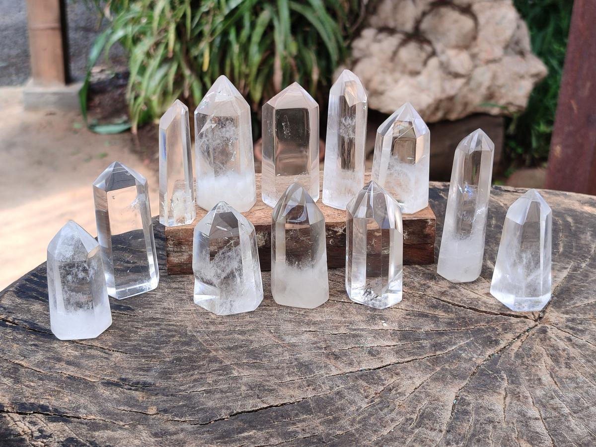 Polished Clear Quartz Display Crystals x 12 From Madagascar - Toprock Gemstones and Minerals 