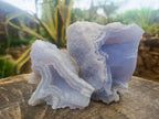 Natural Etched Blue Chalcedony Geodes x 4 From Nsanje, Malawi - Toprock Gemstones and Minerals 