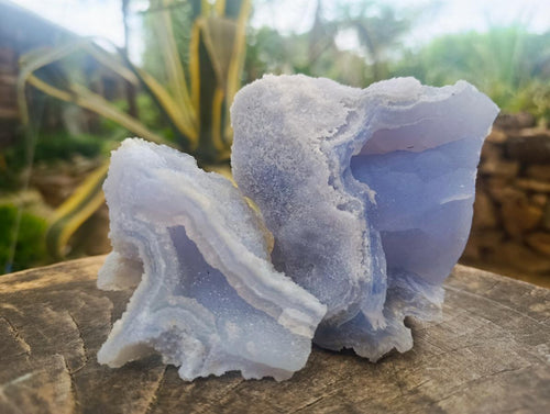 Natural Etched Blue Chalcedony Geodes x 4 From Nsanje, Malawi - Toprock Gemstones and Minerals 