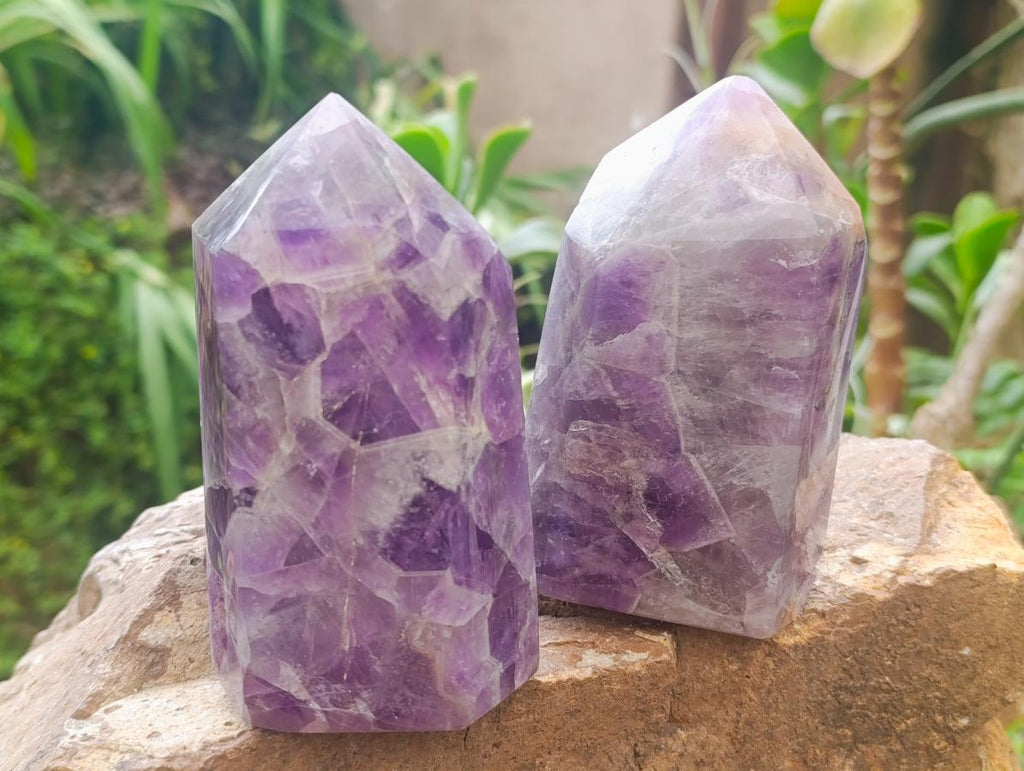 Polished Chevron Amethyst Display Crystals x 2 From Madagascar - Toprock Gemstones and Minerals 