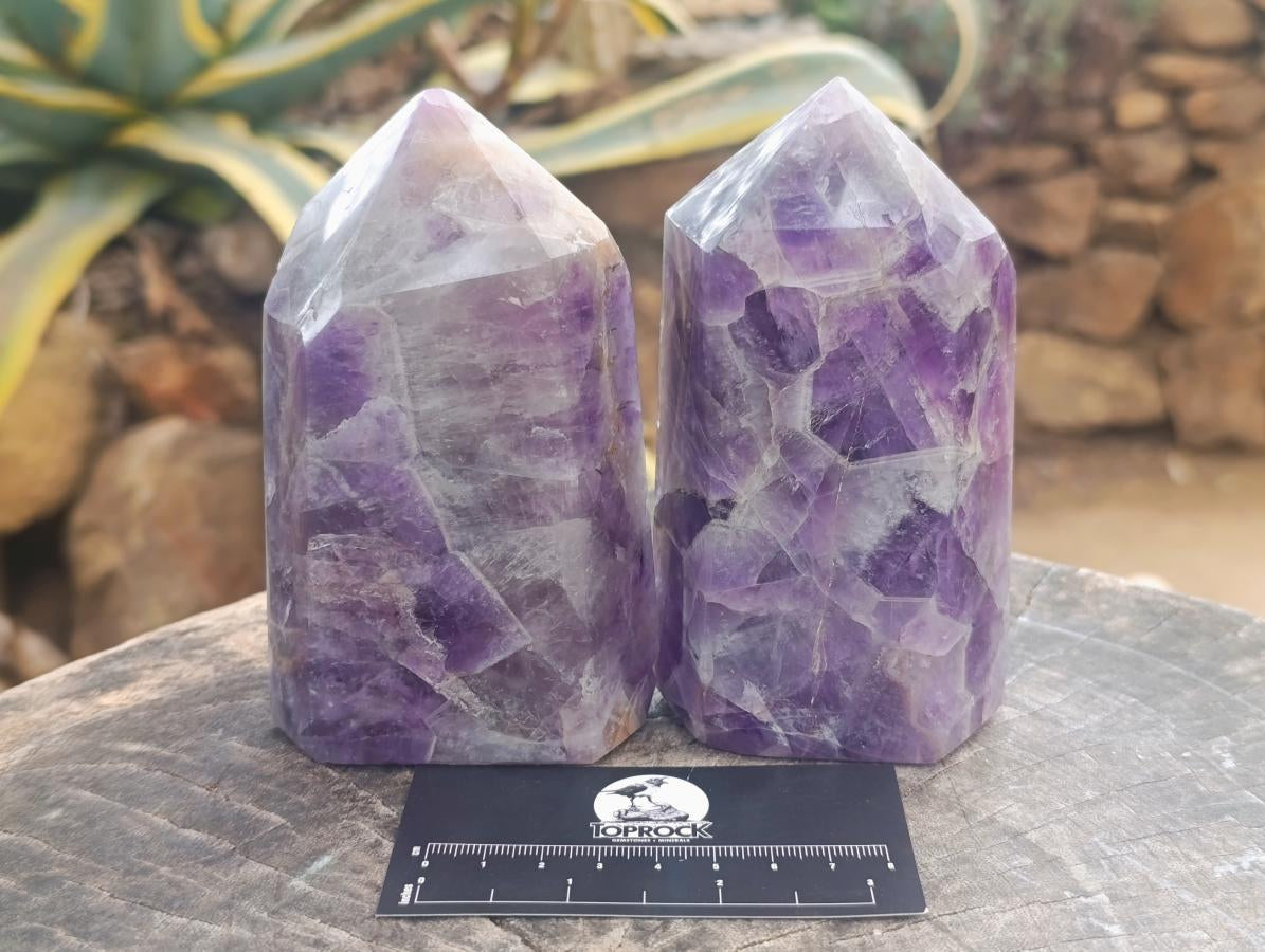 Polished Chevron Amethyst Display Crystals x 2 From Madagascar - Toprock Gemstones and Minerals 