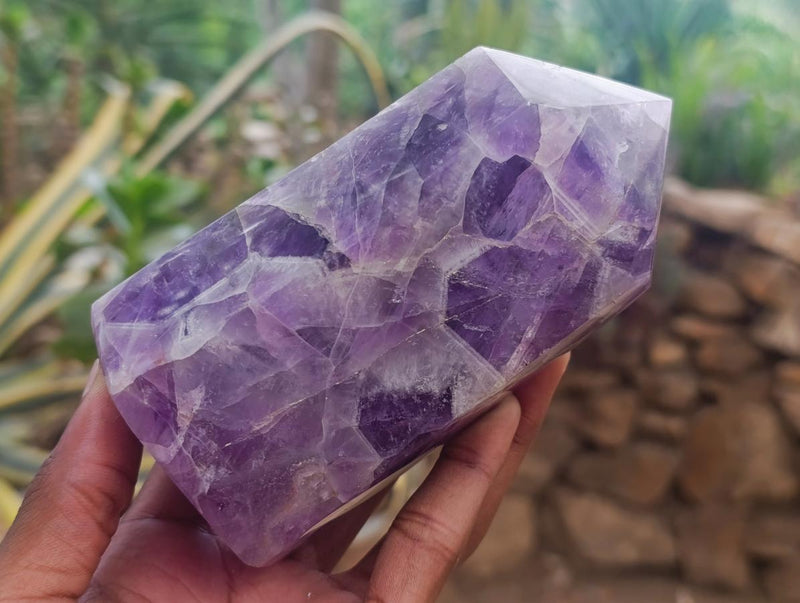 Polished Chevron Amethyst Display Crystals x 2 From Madagascar - Toprock Gemstones and Minerals 