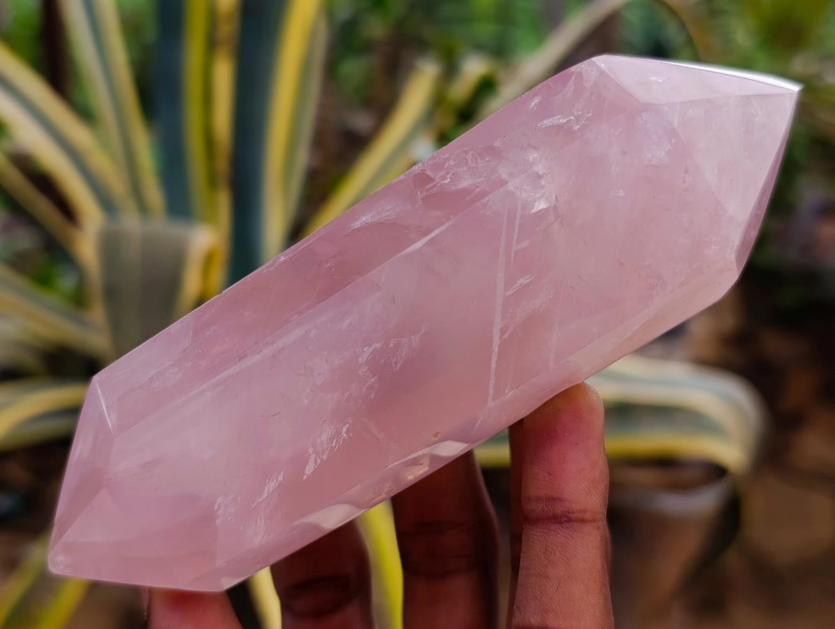 Polished Double Terminated Gemmy Rose Quartz Crystals x 6 From Madagascar - Toprock Gemstones and Minerals 