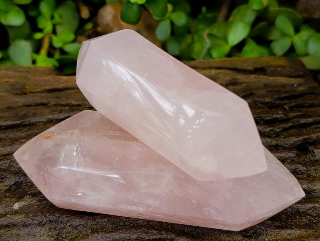 Polished Double Terminated Gemmy Rose Quartz Crystals x 6 From Madagascar - Toprock Gemstones and Minerals 