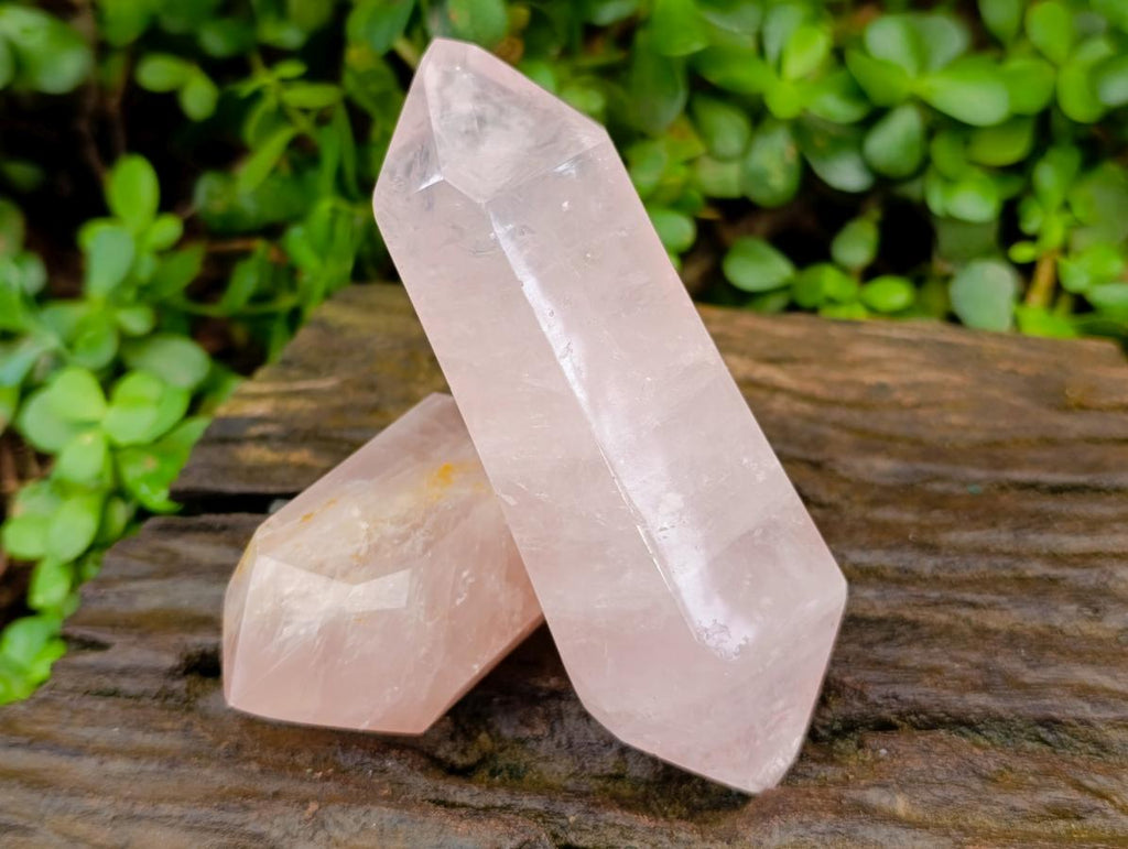 Polished Double Terminated Gemmy Rose Quartz Crystals x 6 From Madagascar - Toprock Gemstones and Minerals 