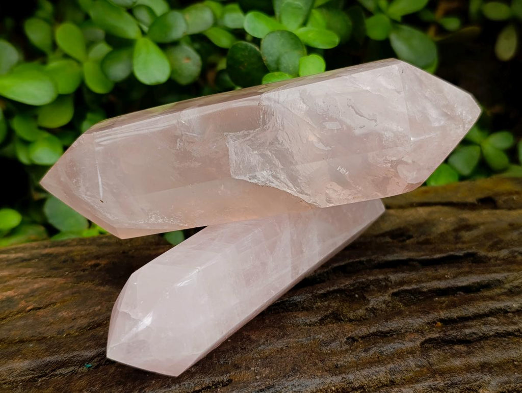 Polished Double Terminated Gemmy Rose Quartz Crystals x 6 From Madagascar - Toprock Gemstones and Minerals 