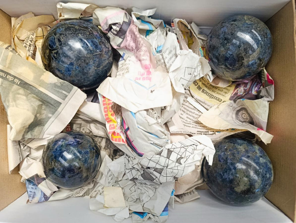 Polished Iolite Water Sapphire Spheres x 4 From North Cape, South Africa - Toprock Gemstones and Minerals 