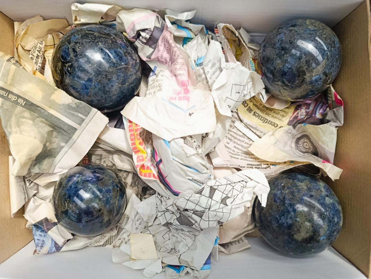 Polished Iolite Water Sapphire Spheres x 4 From North Cape, South Africa - Toprock Gemstones and Minerals 