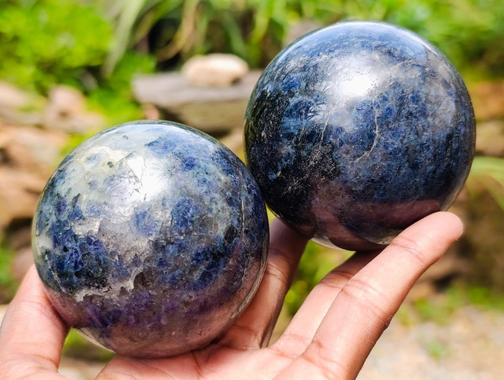 Polished Iolite Water Sapphire Spheres x 4 From North Cape, South Africa - Toprock Gemstones and Minerals 