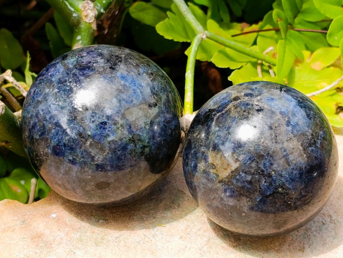 Polished Iolite Water Sapphire Spheres x 4 From North Cape, South Africa - Toprock Gemstones and Minerals 