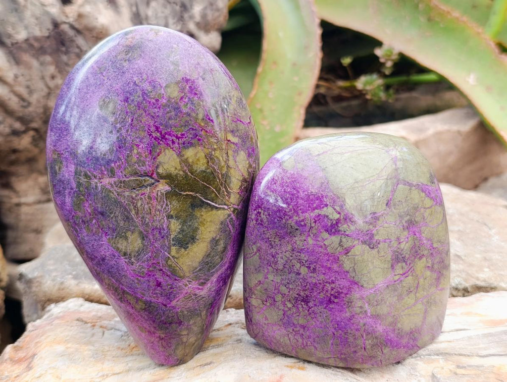Polished Stichtite Standing Free Forms x 2 From Barberton, South Africa - Toprock Gemstones and Minerals 