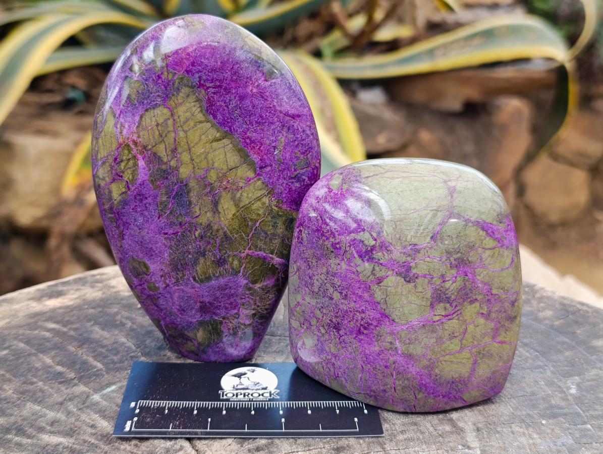Polished Stichtite Standing Free Forms x 2 From Barberton, South Africa - Toprock Gemstones and Minerals 
