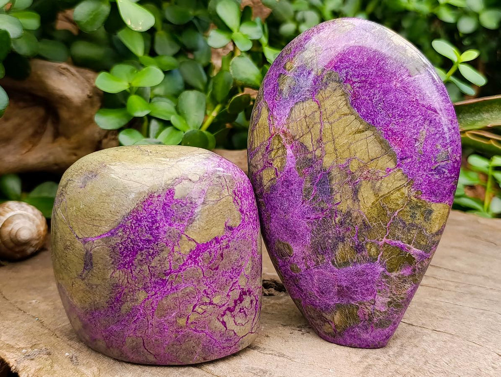 Polished Stichtite Standing Free Forms x 2 From Barberton, South Africa - Toprock Gemstones and Minerals 