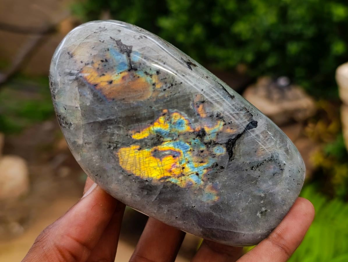 Polished Rare Purple Sunset Flash Labradorite Standing Free Forms x 3 From Madagascar - Toprock Gemstones and Minerals 