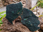 Natural Botryoidal Malachite Plate Specimens x 2 From Congo - Toprock Gemstones and Minerals 