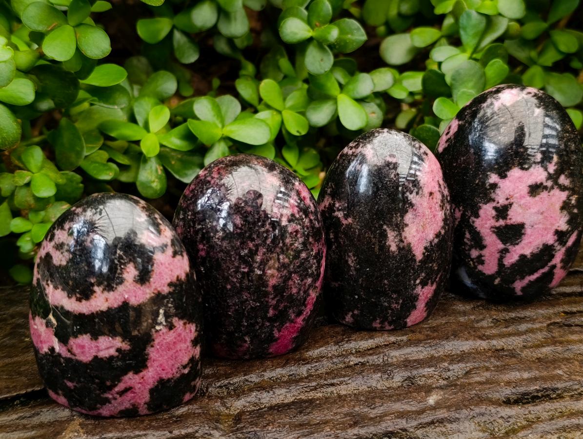 Polished Rhodonite Standing Free Forms x 4 From Ambindavato, Madagascar - Toprock Gemstones and Minerals 
