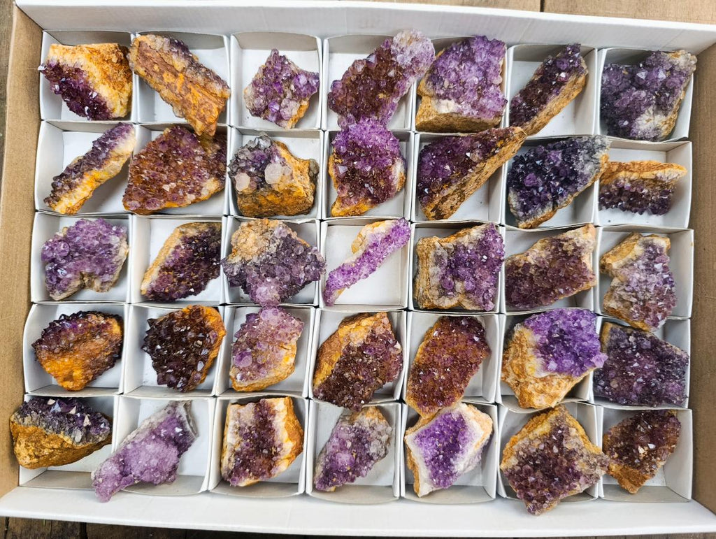 Natural Dark Purple Amethyst Quartz Crystal Plates x 35 From Boekenhouthoek, South Africa - Toprock Gemstones and Minerals 