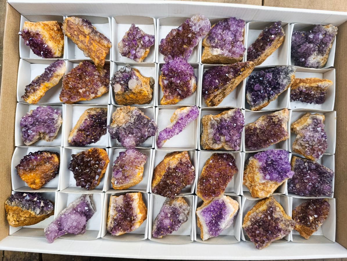 Natural Dark Purple Amethyst Quartz Crystal Plates x 35 From Boekenhouthoek, South Africa - Toprock Gemstones and Minerals 