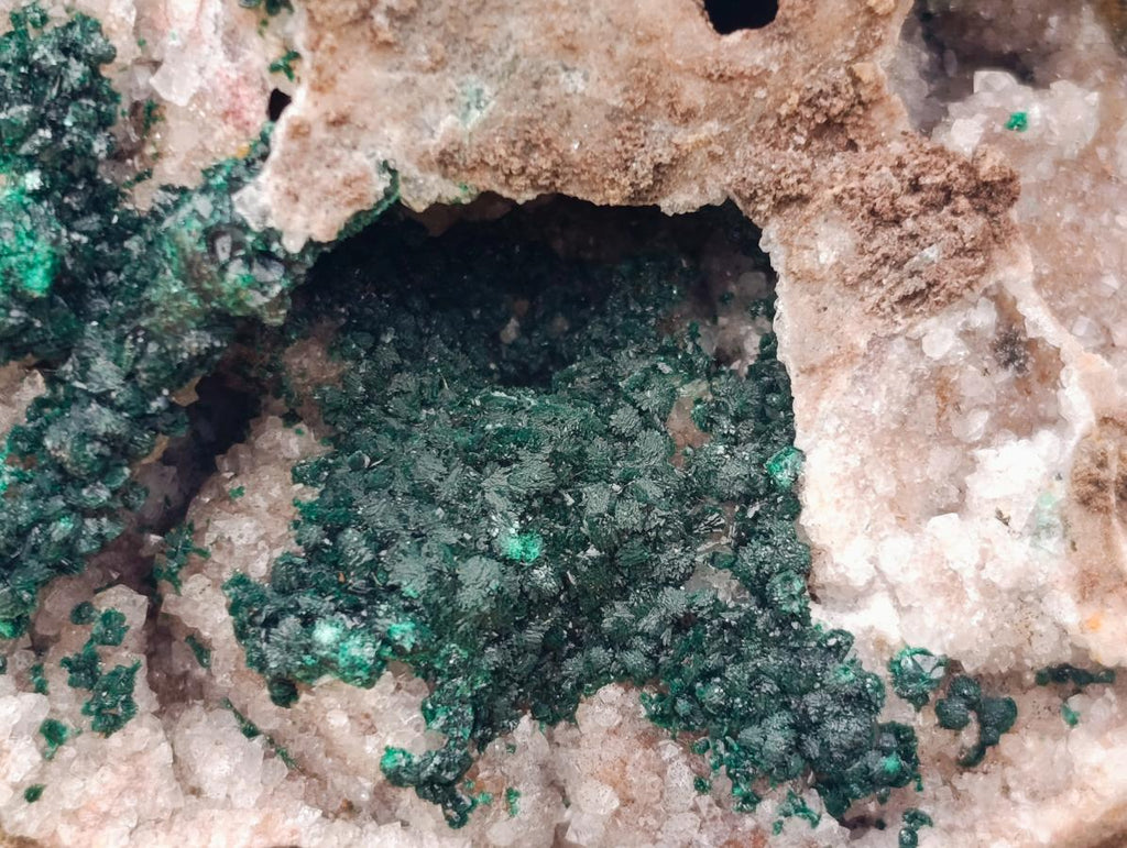 Natural Large Cabinet Sized Ball Malachite and Drusy Quartz on Red Dolomite Specimen x 1 From Mindingi Mine, Kambove, Congo - Toprock Gemstones and Minerals 