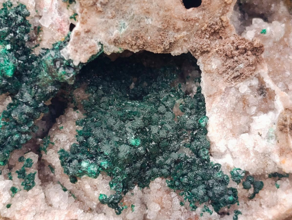 Natural Large Cabinet Sized Ball Malachite and Drusy Quartz on Red Dolomite Specimen x 1 From Mindingi Mine, Kambove, Congo - Toprock Gemstones and Minerals 