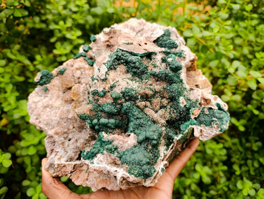 Natural Large Cabinet Sized Ball Malachite and Drusy Quartz on Red Dolomite Specimen x 1 From Mindingi Mine, Kambove, Congo - Toprock Gemstones and Minerals 