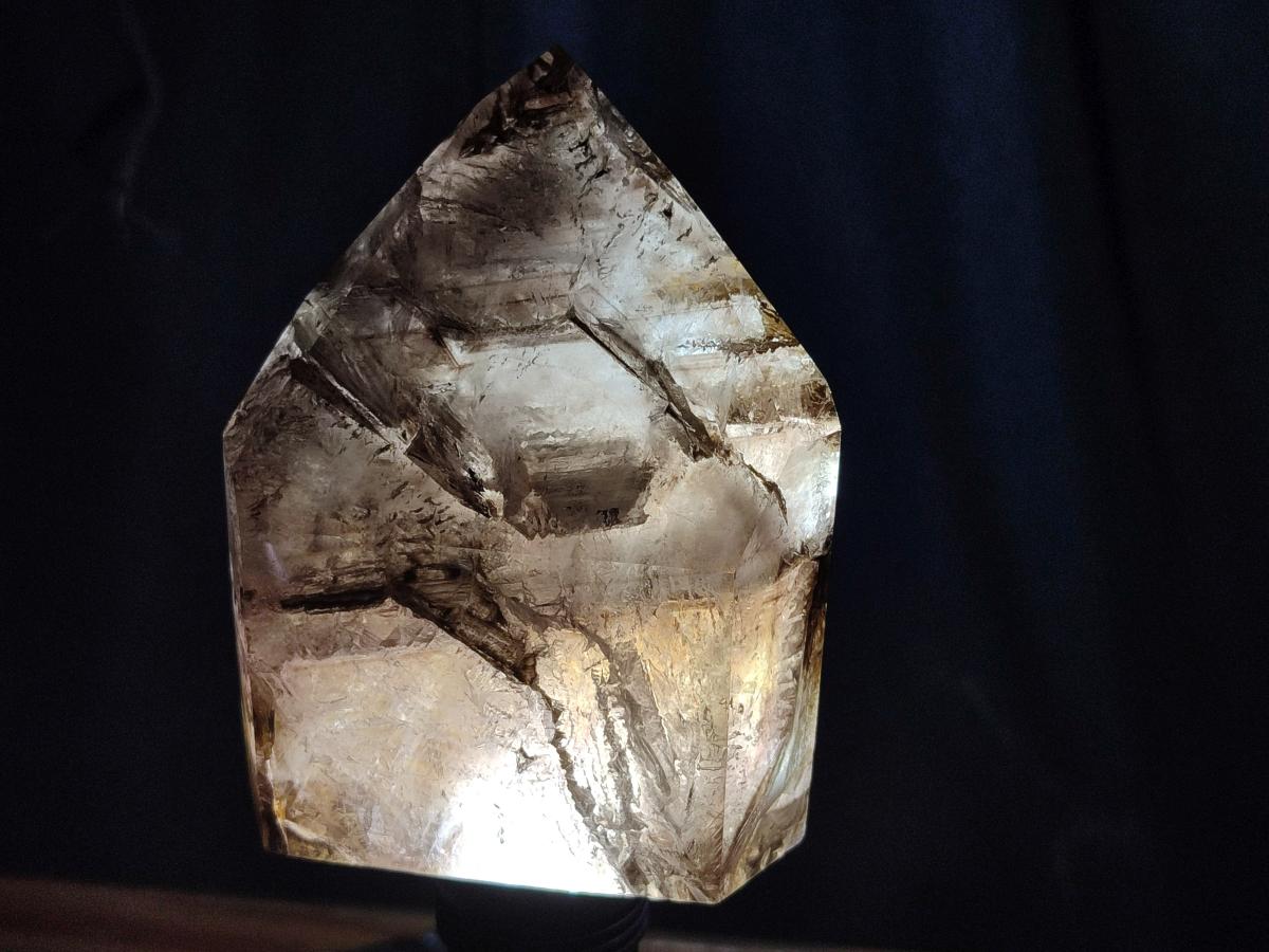 Polished Smokey Window Quartz Crystals x 3 From Madagascar - Toprock Gemstones and Minerals 