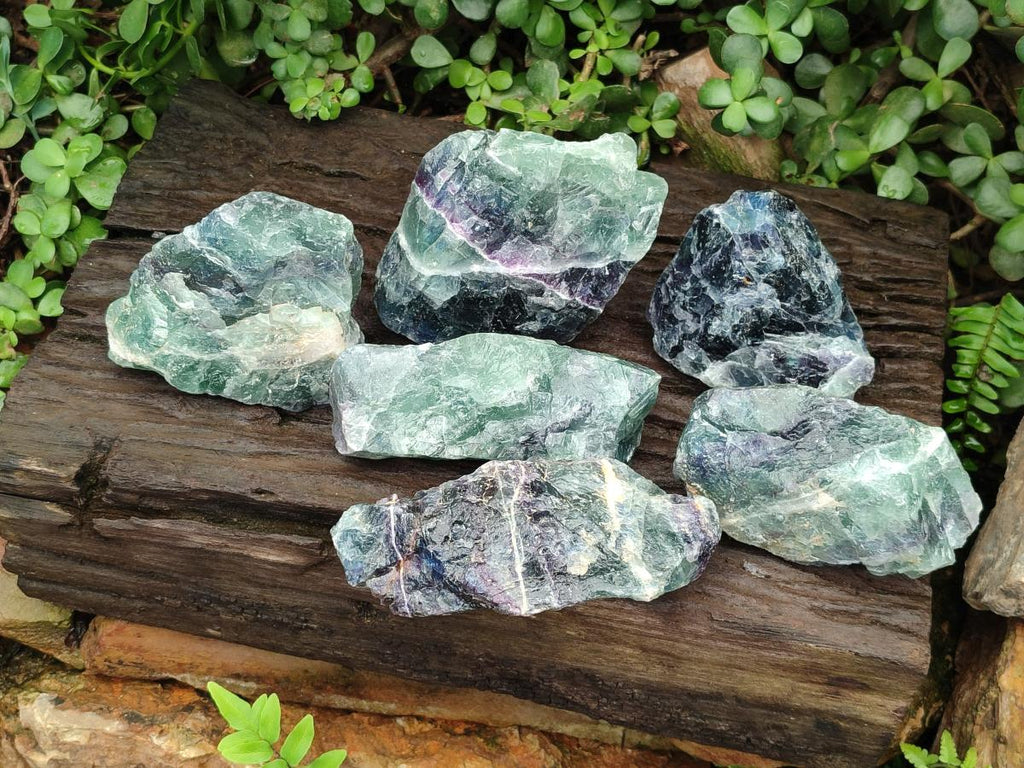 Natural Watermelon Fluorite Cobbed Specimens x 6 From Uis, Namibia - Toprock Gemstones and Minerals 